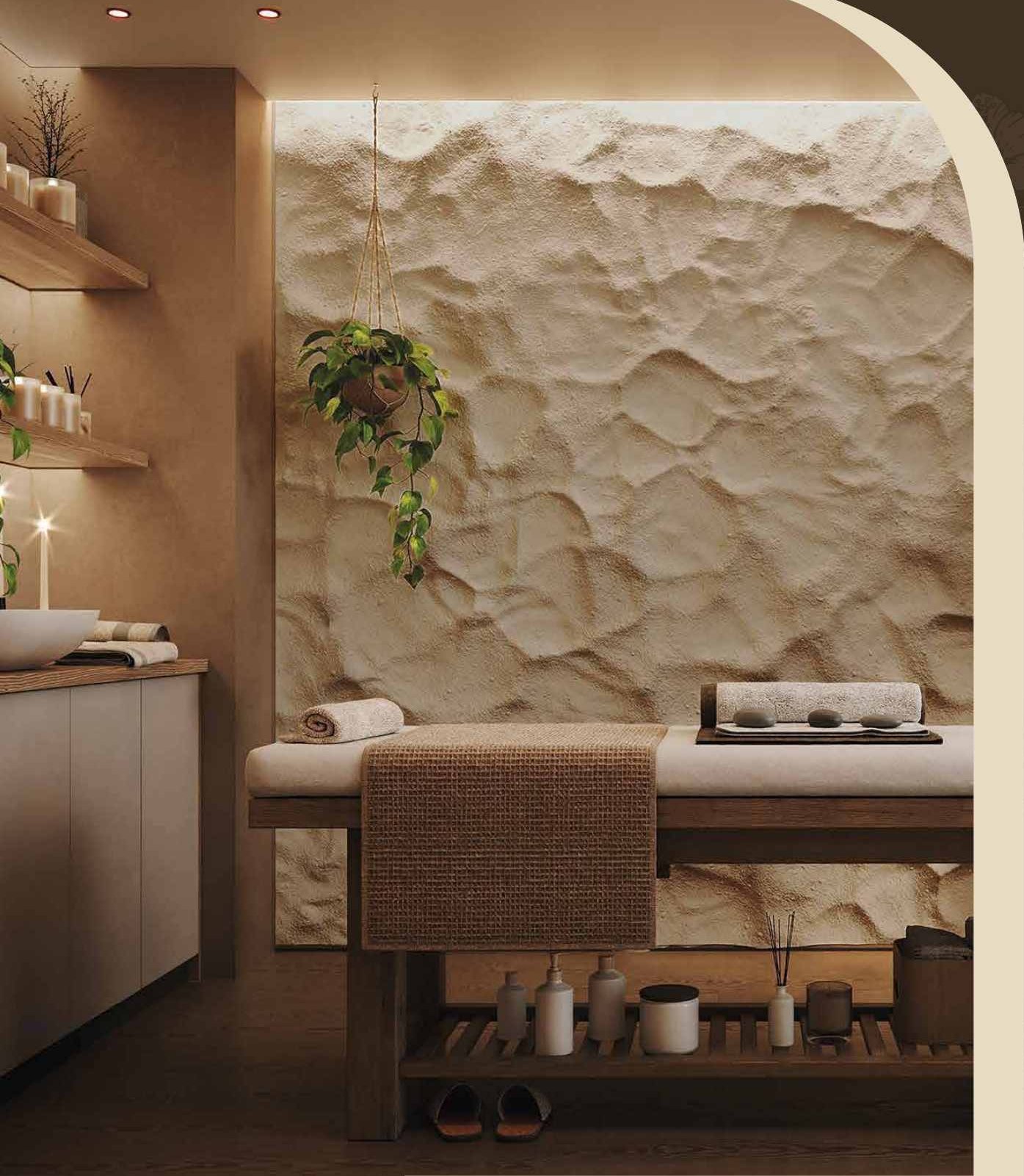 Suite de spa con muro texturizado en Luxor 500